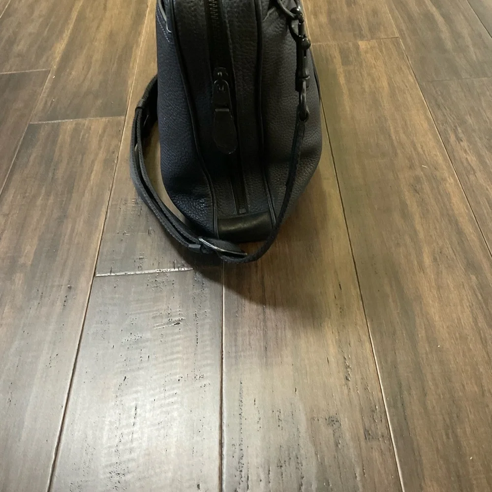 COACH Men’s Pebble Leather 57781 Navy Black Briefcase Bag Metropolitan Slim - Picture 5 of 14